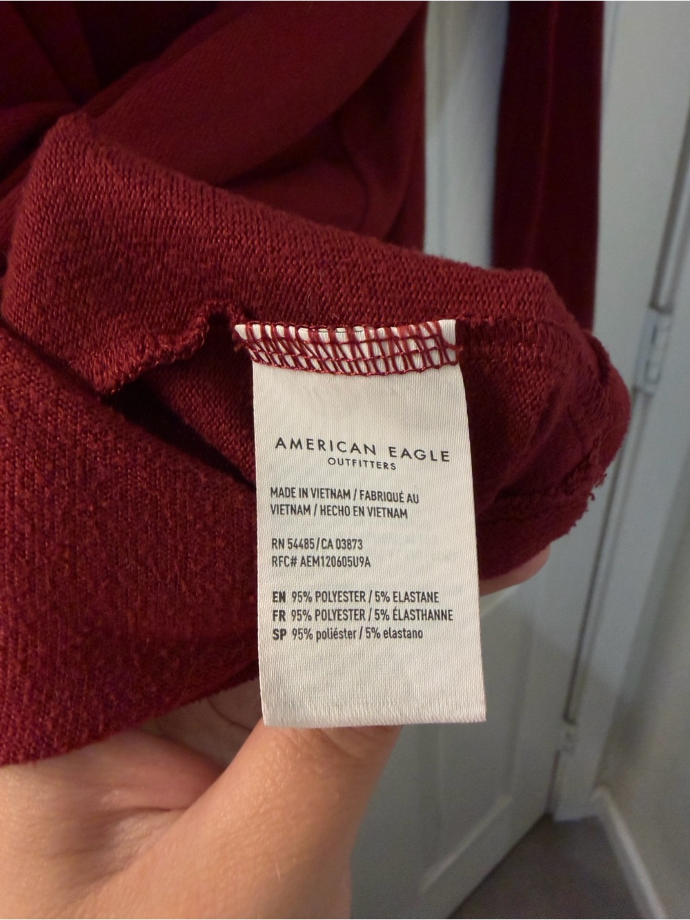 American Eagle Outfitters Women’s V-Neck Long Sleeve Top - Burgundy - Picture 4 of 4